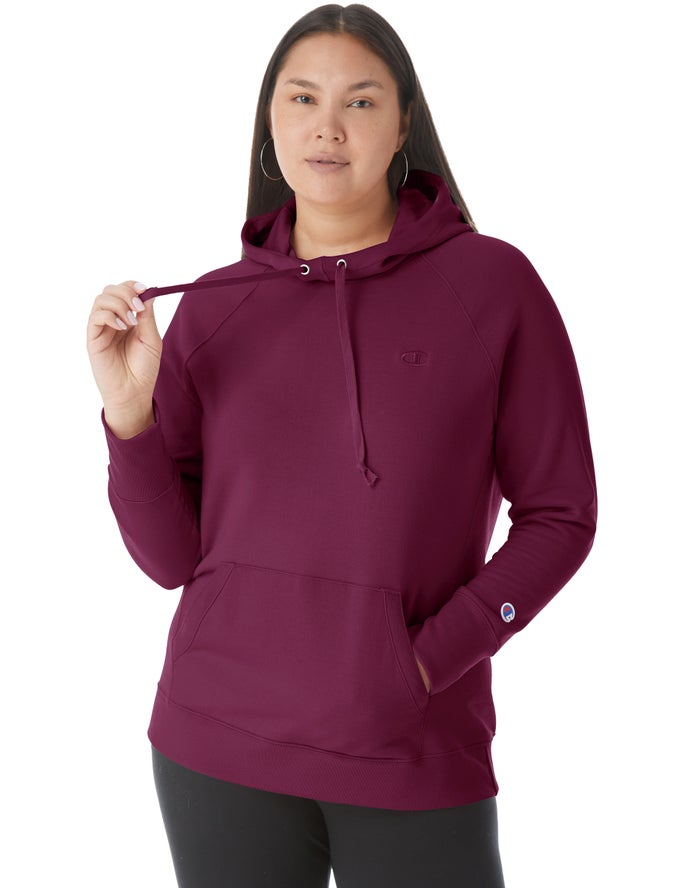 Champion Womens Hoodie NZ - Plus Powerblend Classic Embroidered C Logo Dark Purple ( 1320-YNPUL )